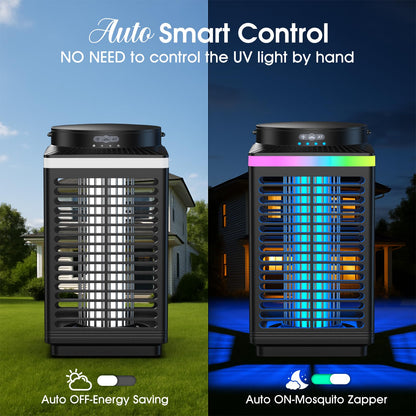 Bug Zapper Outdoor, 4-in-1 4200V Electric Mosquito Zapper, Cordless Rechargeable Bug Zapper Fly Zapper with 5000mAH Battery, Waterproof IP68, Portable & Wireless Insect Zapper for Camping Patio Black