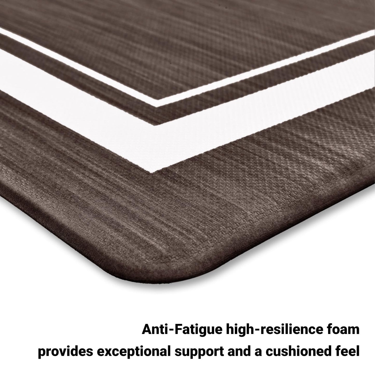 OnesCosy Anti Fatigue Kitchen Mat Set of 2, Brown Kitchen Floor Mat, Waterproof Cushioned Rug, Non Slip Washable Memory Foam Mat for Standing, Sink, Stove, Border, 17.3"x27.6"+17.3"x47.2"