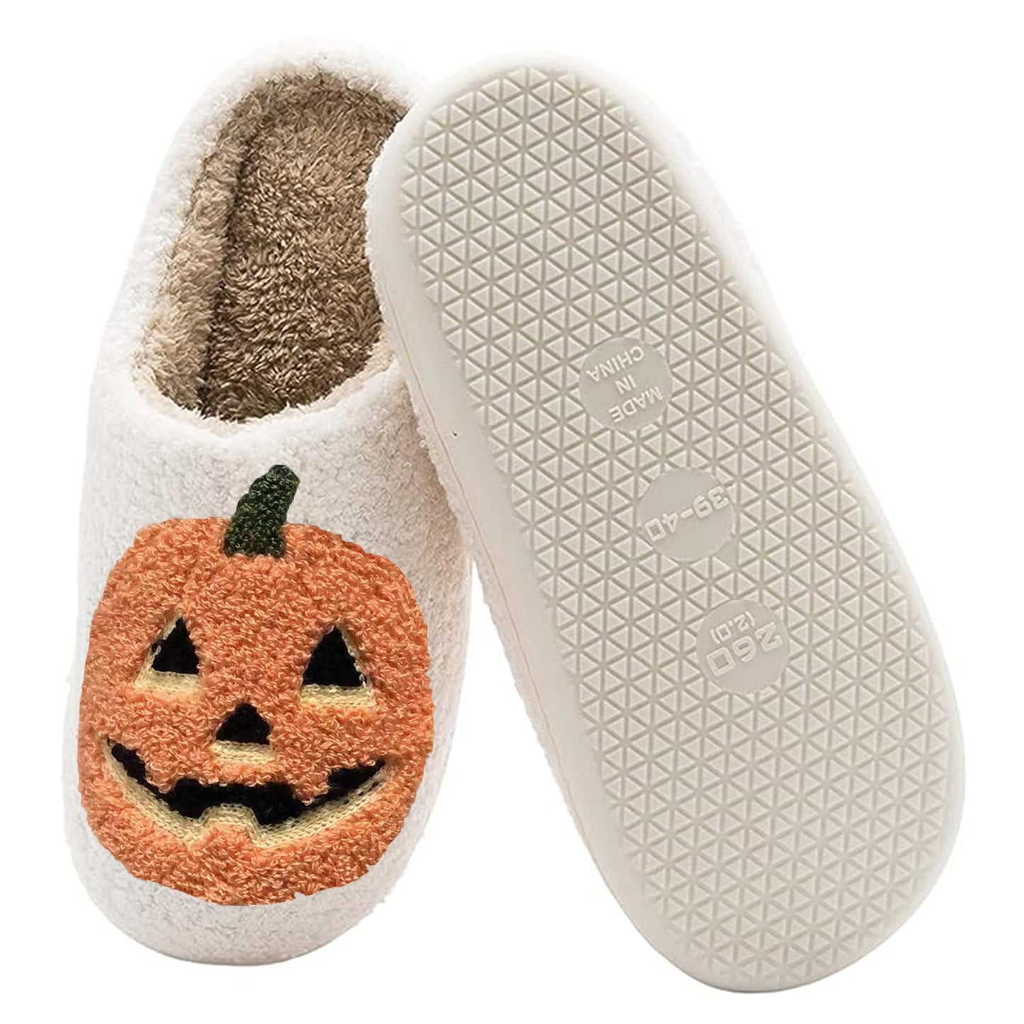 ULEL Halloween Pumpkin Slippers for Womens Mens Plush Warm Spooky Lantern Pumpkin Slippers House Shoes Yellow-43-44