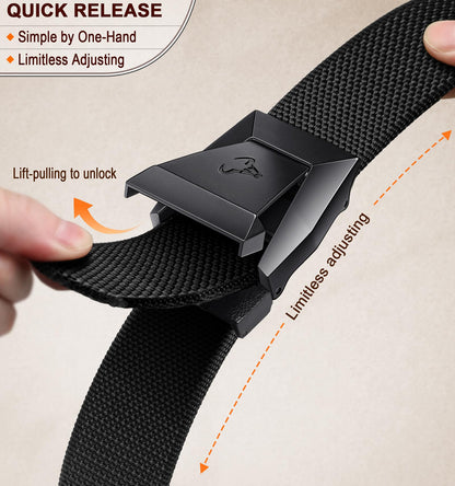 BULLIANT Men Belt 2 Pack,Nylon Web Holster Belt Stretch for Gift Men Outdoor Work Sports Hunting Hiking,Quick Release(Black/Dark Gray,28"-34" Waist Adjustable)