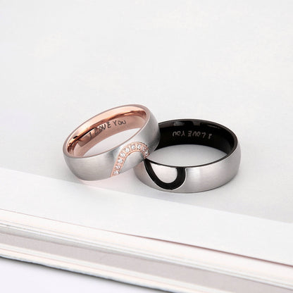 ANAZOZ Hers & Women's for Real Love Heart Promise Ring Stainless Steel Wedding Engagement Bands 6MM US Size 7.5