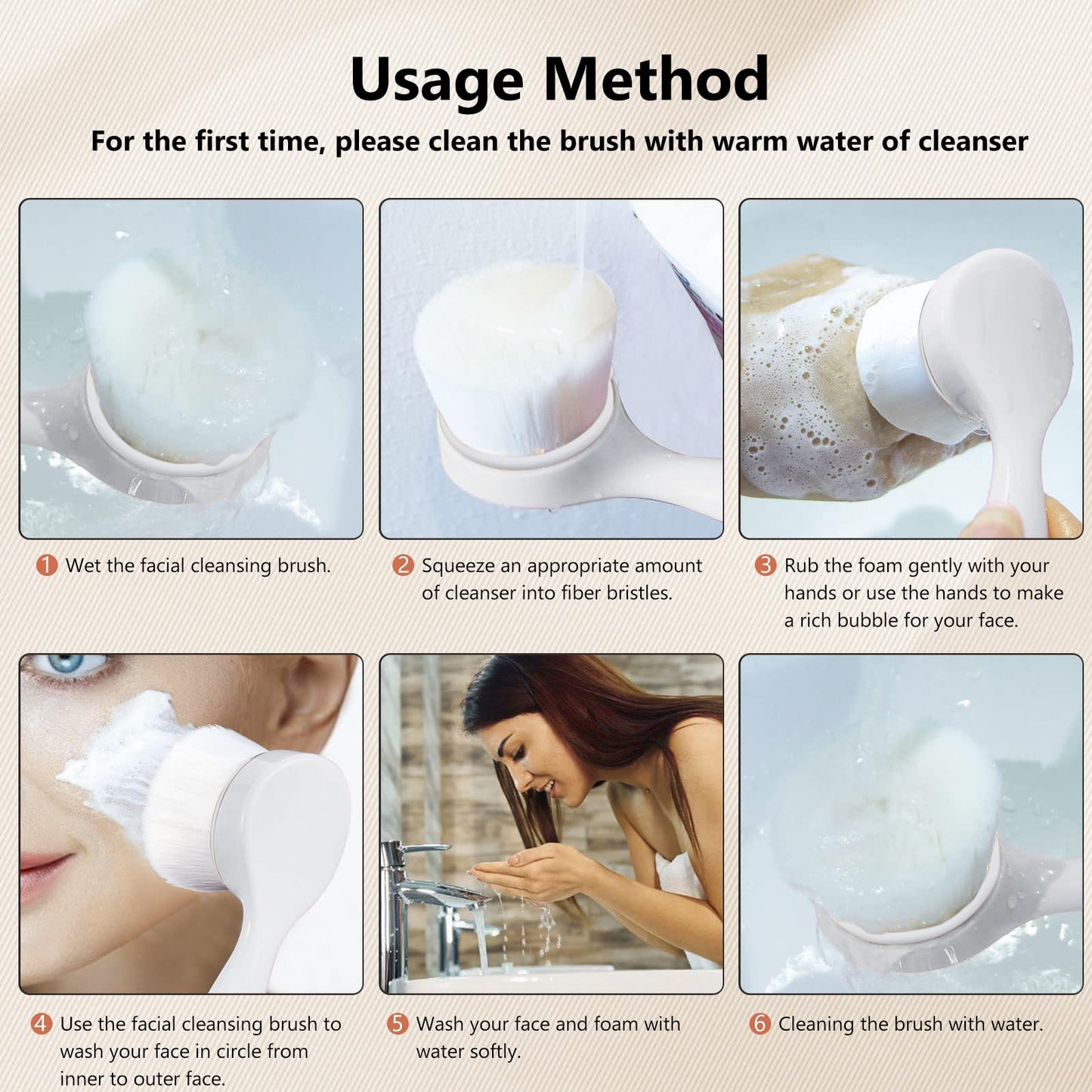 2 Pack Soft Bristle Facial Cleansing Brush for Deep Pore Cleaning, Face Exfoliating Scrub Brush for Face Cleansing Skincare Massaging (Pink and Jade White)