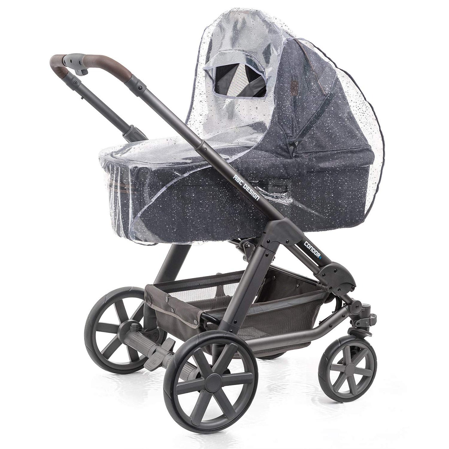 Zamboo Universal Rain Cover for Pram Carrycot (e.g. Hauck, Joie, ABC-Design etc.) | Air Circulating, Water Resistant and Durable Baby Protection Rain Shield (PVC-Free) - Grey