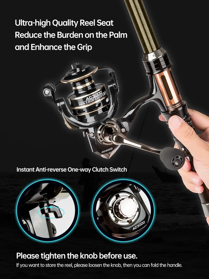 Fishing Pole Kit 6.89ft Carbon Fiber Telescopic Fishing Rod and Reel Combo with Spinning Reel Tackle Box Lures Hooks Line Bag Fishing Pole Combo Set for Beginner Adult Saltwater Freshwater