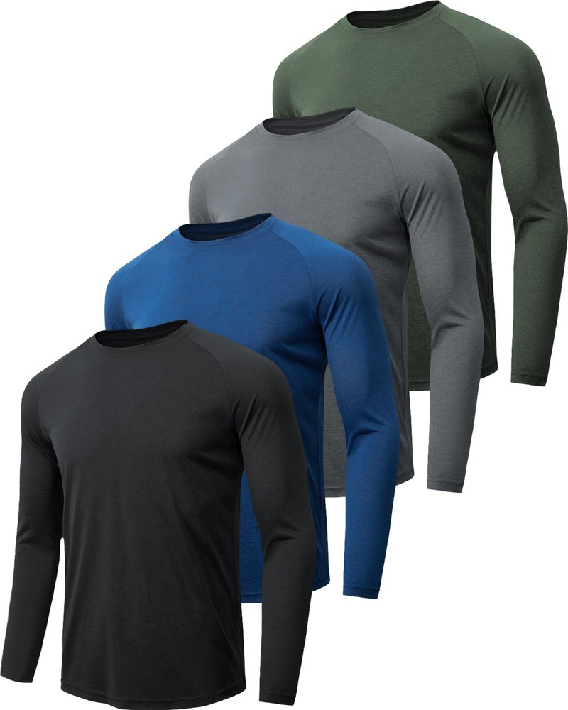 MLYENX 4 Pack Long Sleeve Shirts for Men UPF 50+ UV Sun Protection Quick Dry Moisture Wicking Workout Tee Shirts 2XL
