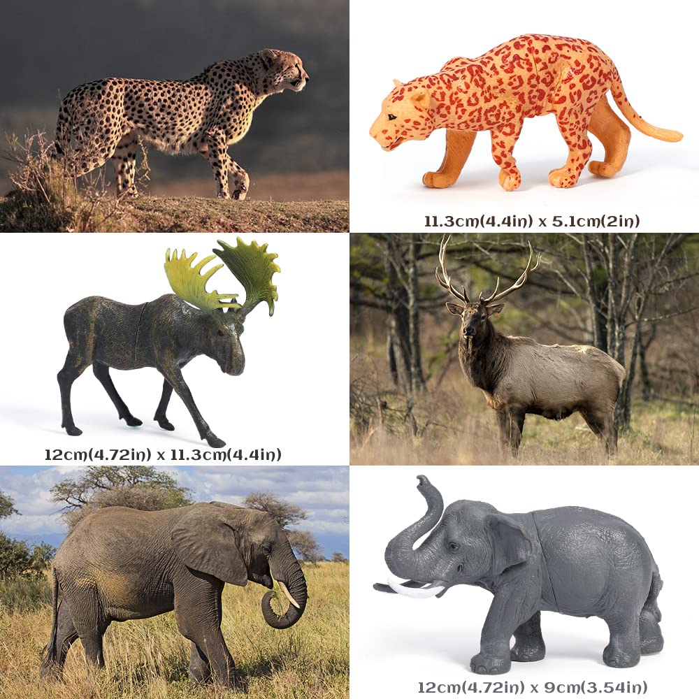 FRUSE Safari Animals Figures,12PCS Jumbo Wild Zoo Animals Figurines,Realistic African Jungle Animals Playset with Panda,Lion,Elephant,Educational Learning Toys for Toddlers Kids 3-5