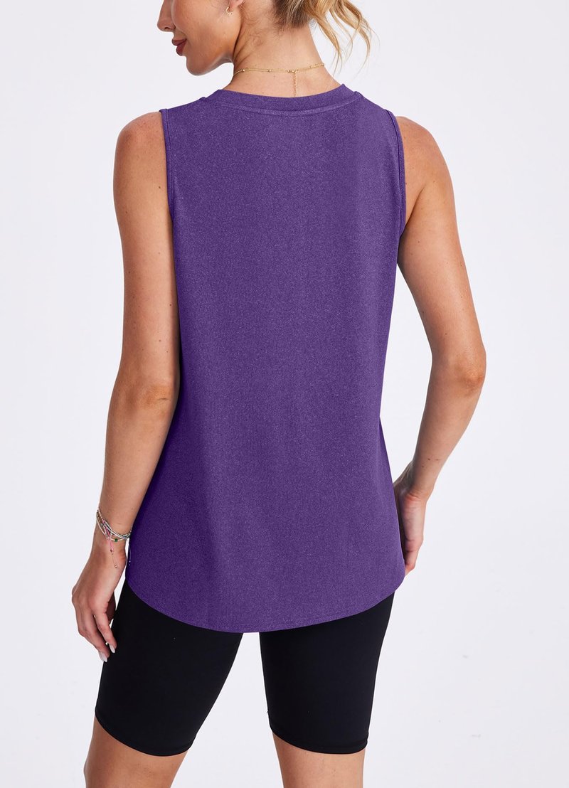 Womens Workout Tops for Women Tank Tops Yoga Shirts Athletic Running Tank Tops Sleeveless Gym Clothes XXL Dark Purple