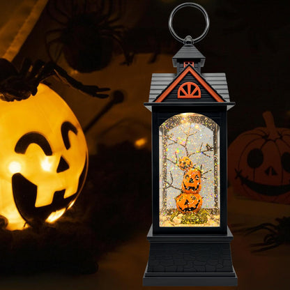 LSISOVO Halloween Snow Globe Lantern with 6 Hour Timer,Halloween Decorations Indoor for Home,Halloween Decor,USB or Battery Powered for Halloween Lanterns,Halloween Pumpkin Lantern