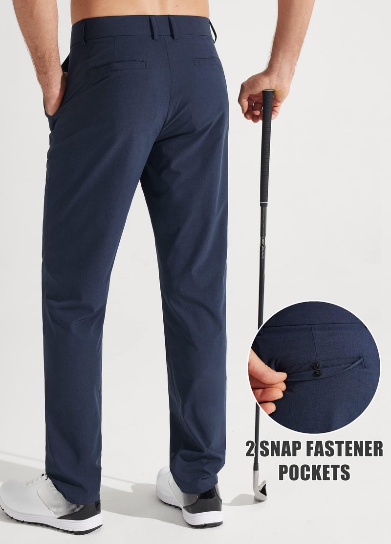 Libin Mens Golf Pants Classic Fit Stretch Work Dress Pants 32" Quick Dry Lightweight Business Casual Trousers Comfort Water Resistant, Navy Blue, 30W x 32L