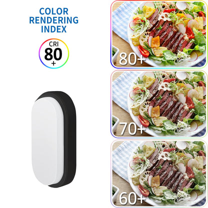 ANWIO 14W Outside Black Led Oval Bulkhead Light,Ip54 Waterproofled Porch Sconce Lighting, Outdoor LED Wall Light,Ceiling Light,980LM,4000K Natural White Bathroom Ceiling Light,220-240V(1 Pack)