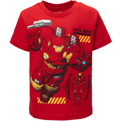 Marvel Avengers Mech Strike Spider-Man Hulk Iron Man Little Boys 4 Pack Graphic T-Shirts Blue/Green/Grey/Red 6