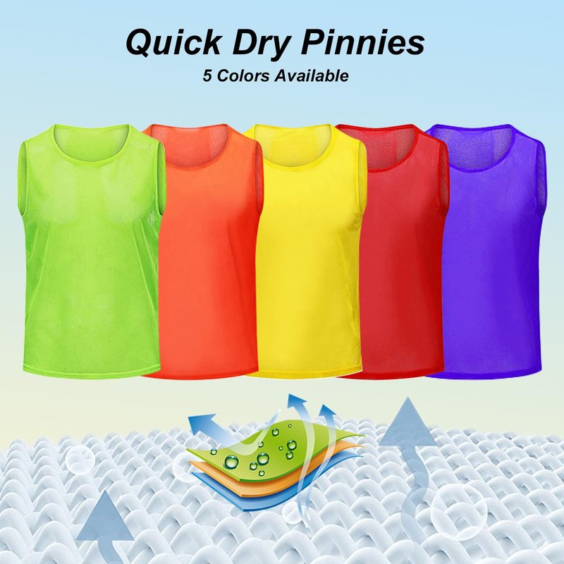 Mofech Mesh Scrimmage Pinnies 12 PCS Team Practice Pennies Youth Adult Training Sports Jerseys For Soccer Basketball Football Green & Orange