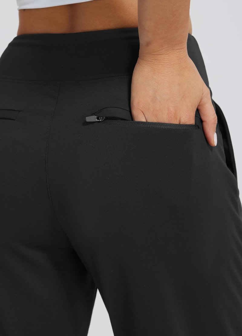 Libin Womens Casual Travel Pants Stretchy Golf Ankle Pants 7/8 Dress Pant Slacks Athletic Workout Sweatpants with 4 Pockets Black L