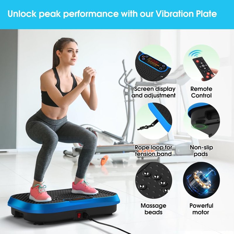 Waver Vibration Plate Exercise Machine - Lymphatic Drainage & Weight Loss | 120 Speed Levels, Full-Body Workout with Resistance Bands