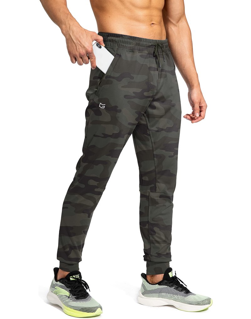 G Gradual Men's Sweatpants with Zipper Pockets Athletic Pants Traning Track Pants Joggers for Men Soccer, Running, Workout(Green Camo,XL)