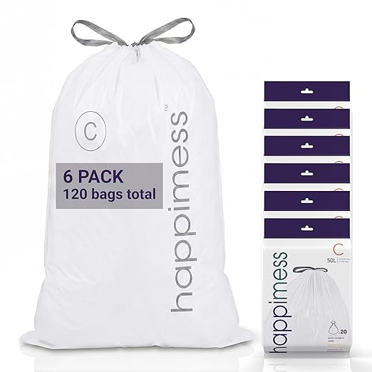 happimess 13.2 Gallon Drawstring Trash Bags, Heavy Duty LDPE Liners