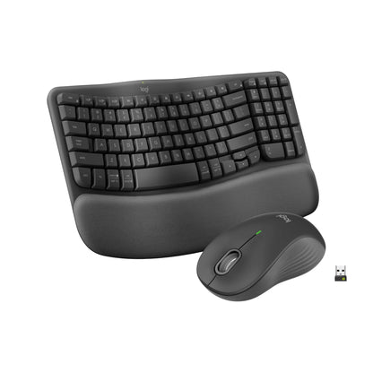 Logitech Wave Keys Wireless Ergonomic Keyboard with Cushioned Palm Rest, Comfortable Natural Typing, Easy-Switch, Bluetooth, Logi Bolt Receiver, for Multi-OS, Windows/Mac - Rose