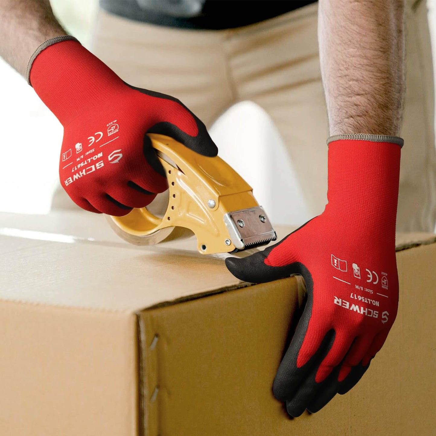 Schwer Ultra-Comfort Safety Work Gloves MicroFoam Nitrile Coated, Seamless Knit Nylon Glove for Men and Women, 6/12 Pairs, Abrasion Resistant, Non Slip, Breathable, LT5617, L