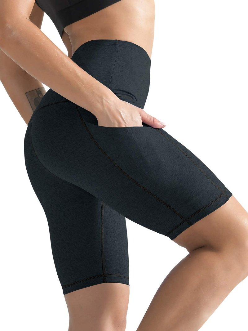 CADMUS High Waisted Compression Shorts for Women Bike Shorts Workout Running Shorts Pockets,20,Dark Grey,Grey,Orange,X-Large