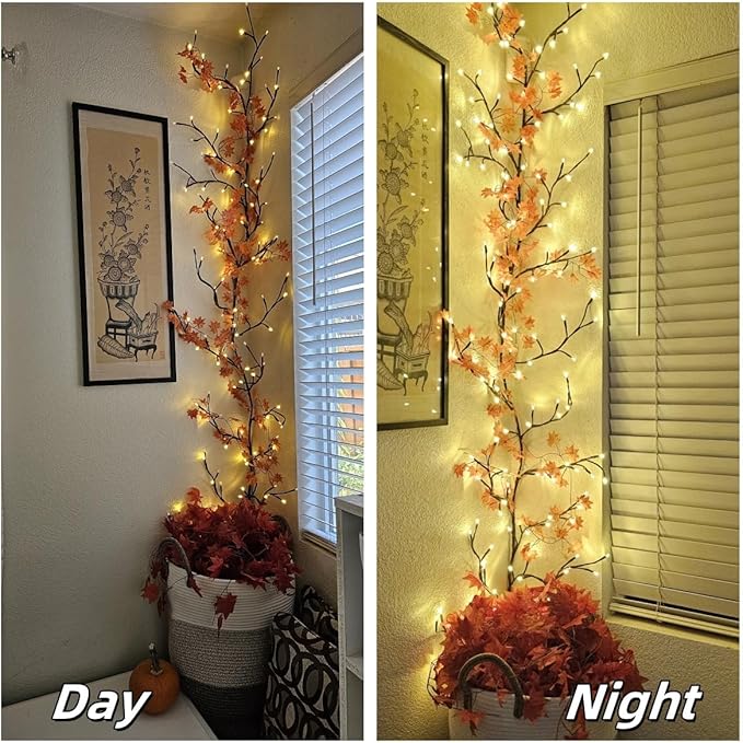 Enchanted Willow Vine Room Decor: 7.5Ft Christmas Decorations Flexible Fairy Lights with Remote Control, 144 LEDs Twinkle Tree Lighted Branches for Wall Bedroom Living Room (2 Pack)