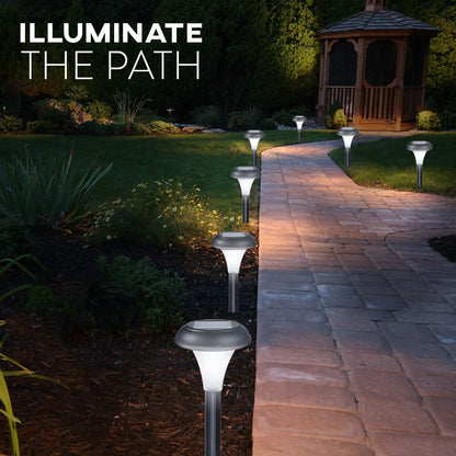 Solar Garden Lights for Outdoor – 10 Brightest Light Set - Transform Your Paths, Garden, Flowerbeds, Borders and Drive - Easy NO Wires Install - Double Waterproof Seal - Stylish Design and 30cm Tall