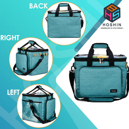 Hoshin Knitting Bag for Yarn Storage, Portable Crochet Tote Bag Yarn Organizer for Crochet Patterns and Hooks, Needles, Skeins of Yarn-Enjoy Knitting/Crocheting Anywhere(Green)
