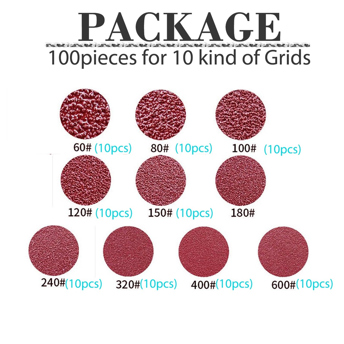 Toowood 100pcs 125mm Sanding Discs, 8-Hole Dustless Hook & Loop sand paper, 60-600 Multi-Grit Professional Abrasive Discs for Orbital Sander, Woodworking and Auto Body Refinishing