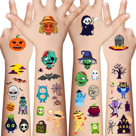 Awinmay Halloween Temporary Tattoos for Kids - 120 Pieces Halloween Trick or Treat Fake Tattoos Stickers for Boys and Girls,Halloween Party Favors for kids Assorted Goodies Tattoos Goody Bag Stuffers