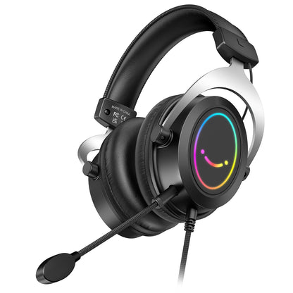 FIFINE RGB Gaming Headsets,Comfortable Over-Ear Headphones with Microphone,Wired Audio Jack Connection,Leather Passive-Noise-Cancelling Earcups,for PC PS4 PS5 Xbox Gamer Ampligame H3