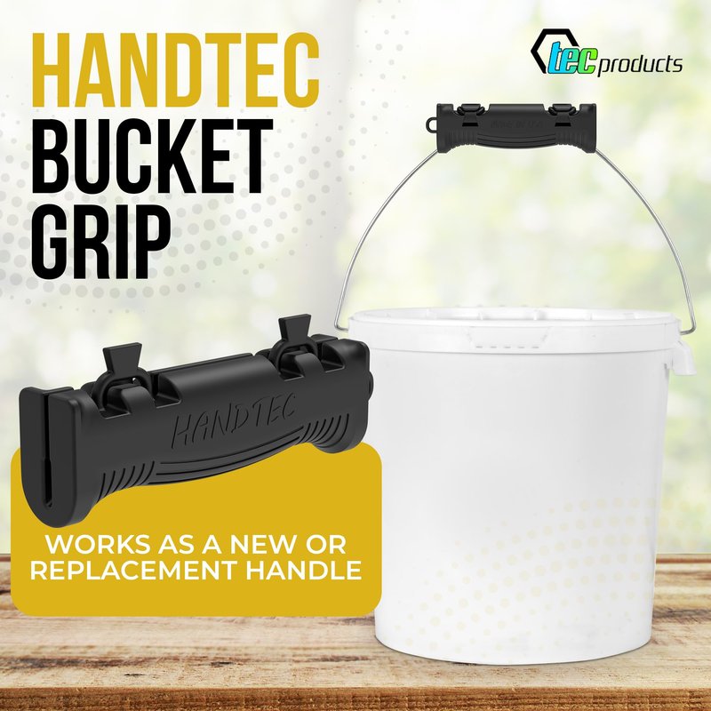 TEC Products HANDTEC Bucket Handle Grip - Ergonomic Rubber Handle Replacement for Construction, Farming, Gardening & DIY Projects - Non-Slip & Durable - Made in USA - Pack of 1 (4.75 x 1.5 Inches)