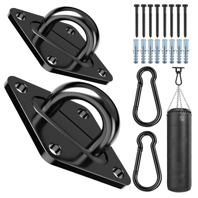 Morzejar Heavy Duty Black Hammock Hooks Screws Bolts Included, Over 1700 lb Rust-Resistant Swing Hook Hardware, M10 Hanging Kit for Porch Yoga Seat Trapeze (Indoor/Outdoor)