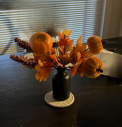 Ceramic Black Small Vase, Dry Flower Vases Minimalism Style for Modern Table Shelf Fit Fireplace Bedroom Kitchen Living Room Home Decor (Black, Small)