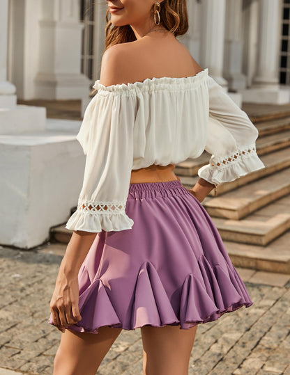 Avidlove Flowy Skirt for Plus Size Women y2k Golf Ruffle Skirts Stretch Fitted Bodycon Athletic Skirt (Purple Red,X-Large)