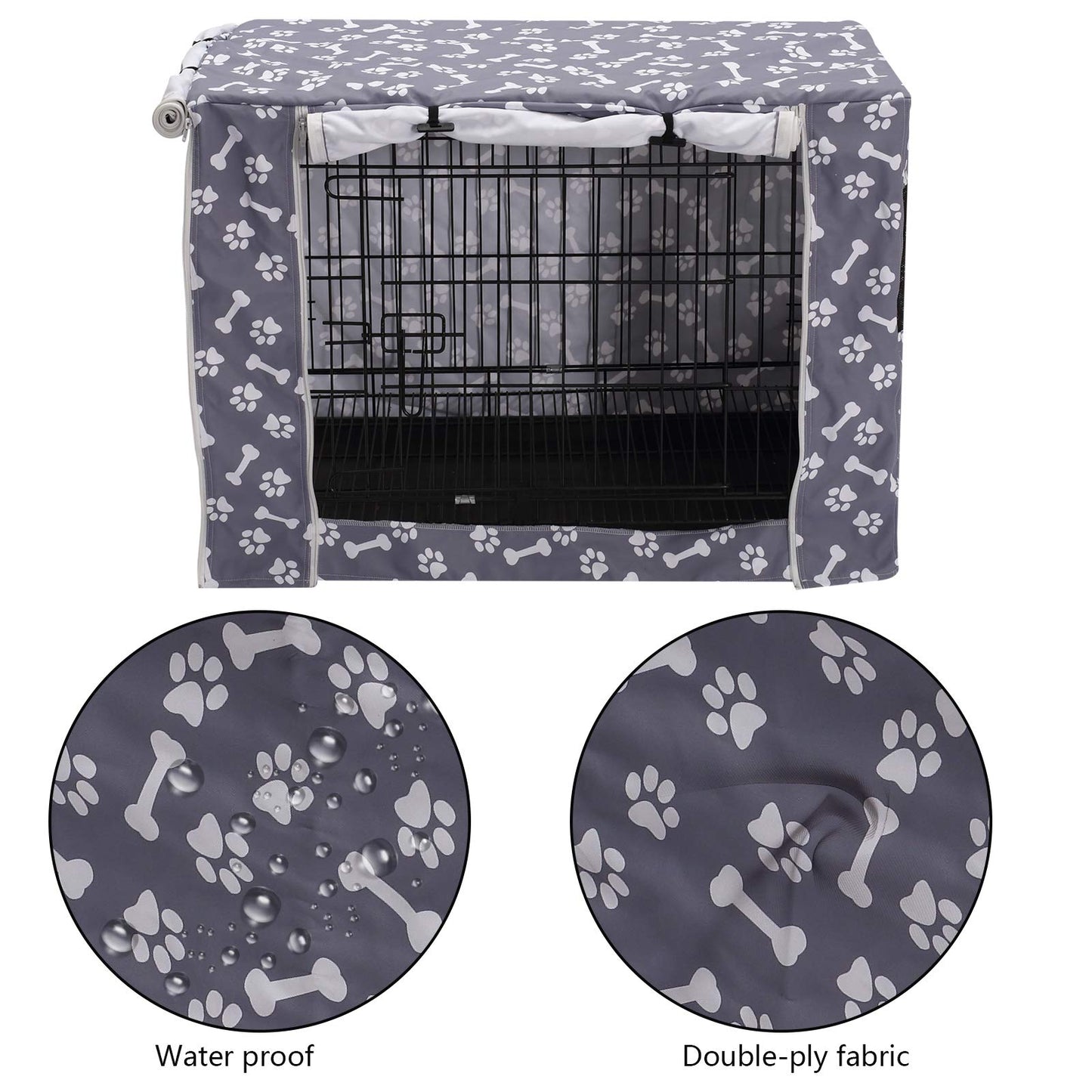 Dog Crate Cover Durable Polyester Pet Kennel Cover Universal Fit for Wire Dog Crate - Fits Most 42 inch Dog Crates - Cover only-Sky Gray-42