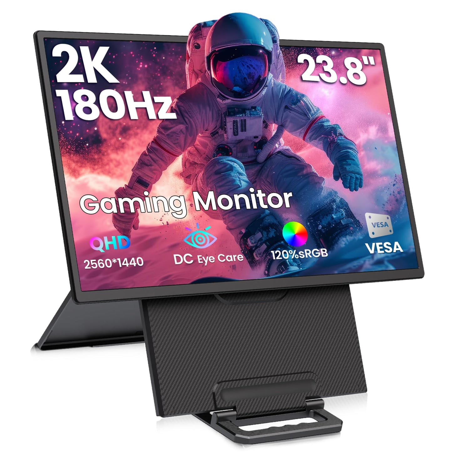 23.8'' Portable Monitor,FHD 1080P 100Hz IPS Laptop Screen Extender,USB-C HDMI Large Office Gaming Second Monitor Extender with Detachable Stand for Mac Windows PS5 Xbox Switch(Built-in Speakers)