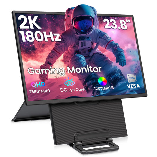 23.8'' Portable Monitor,FHD 1080P 100Hz IPS Laptop Screen Extender,USB-C HDMI Large Office Gaming Second Monitor Extender with Detachable Stand for Mac Windows PS5 Xbox Switch(Built-in Speakers)