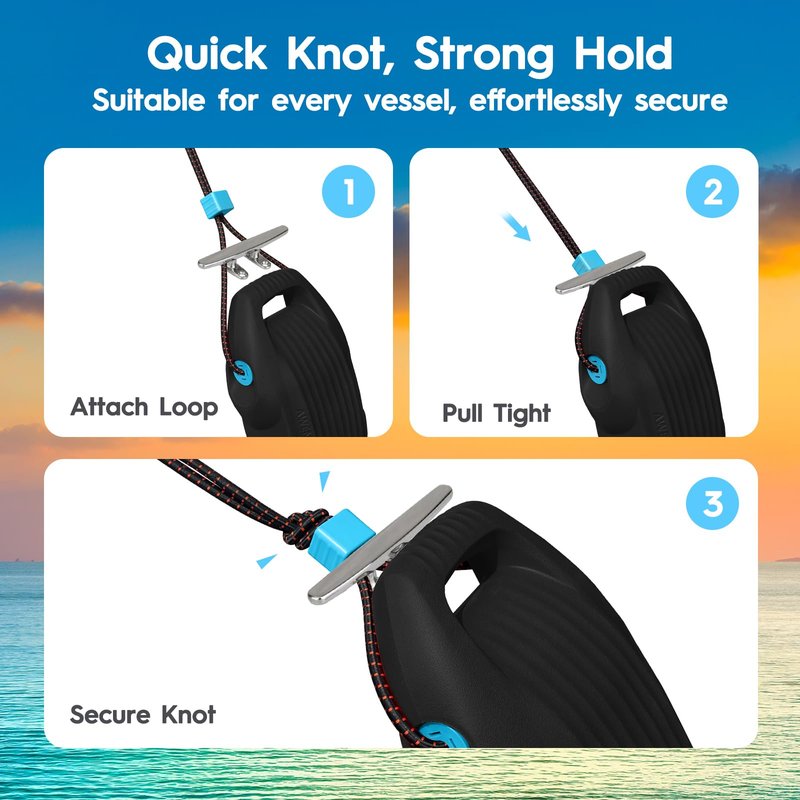 AWEMUFA 4 Pack EVA Boat Fenders for Docking, Large Boat Bumpers for Docking Upgraded Black Boat Buoys Bumpers, Fit for Pontoon, Bass, Deck and Jon Boat