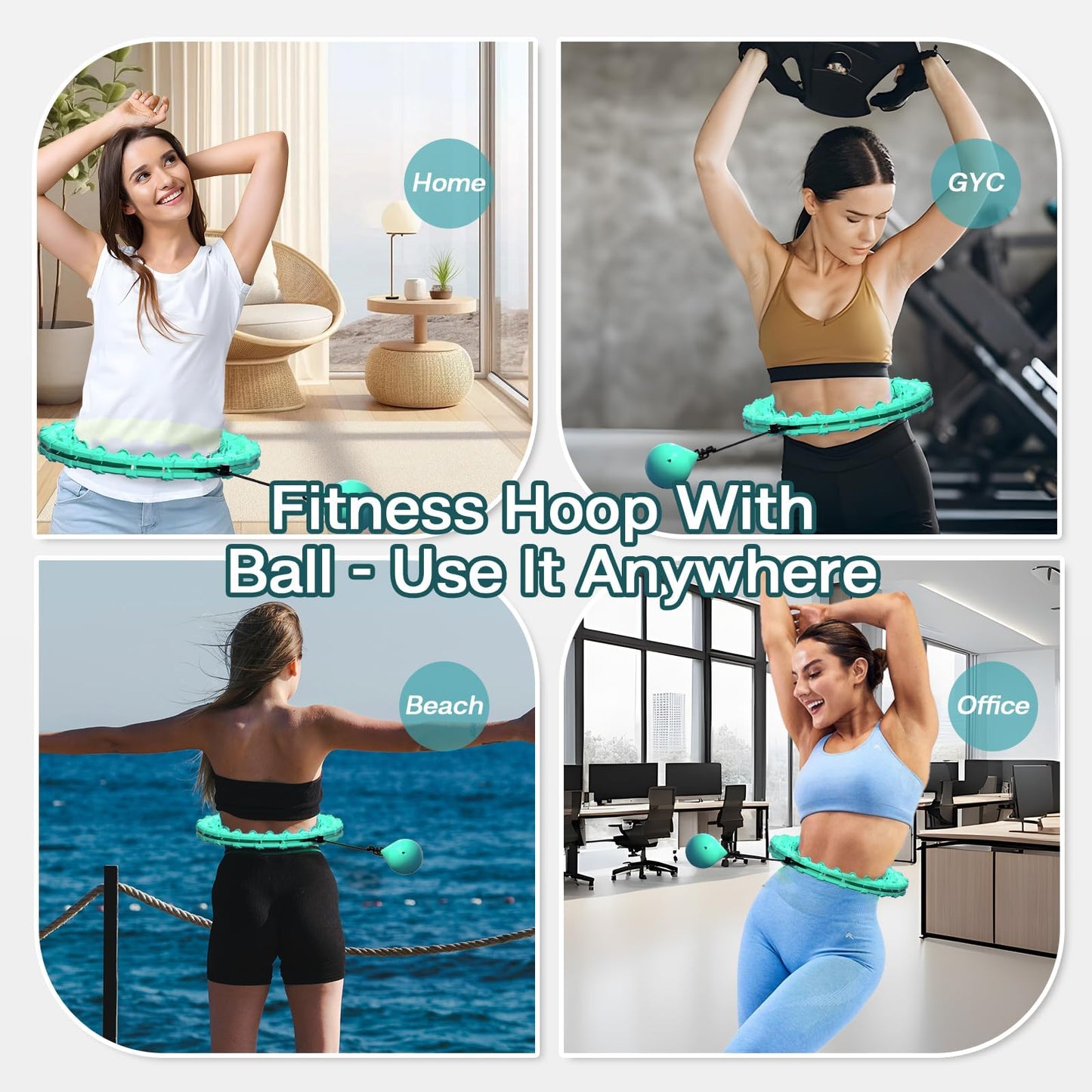 Argvsde Weighted Hula Infinity Fitness Hoop for Adult Weight Loss, 2 in 1 Smart Fitness Workout Hula Circle Hoops with 27 Detachable Knots, Exercise Fit Hoop Suitable for Women and Beginners