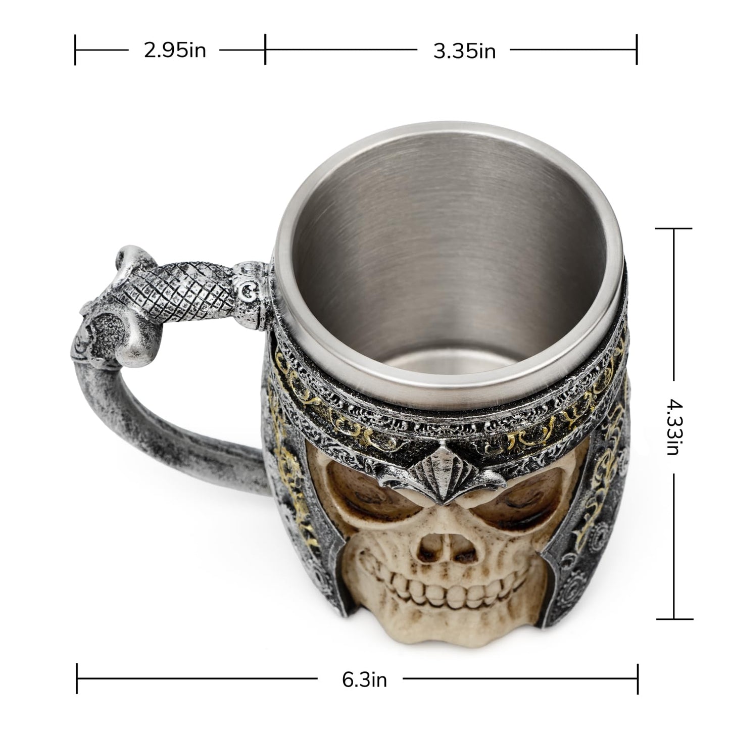 CHICVITA Viking Stainless Steel Skull Coffee Mug Viking Skull Beer Mugs Gift for Men Father's Day Gifts