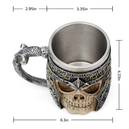 CHICVITA Viking Stainless Steel Skull Coffee Mug Viking Skull Beer Mugs Gift for Men Father's Day Gifts