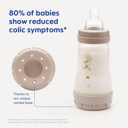 MAM Easy Start Anti-Colic Baby Bottles | 3 Pack (3 x 260) | Self-Sterilising Baby Milk Bottle | Medium Flow MAM Teats Size 2 | Newborn Essentials | Seashell (Various Designs)