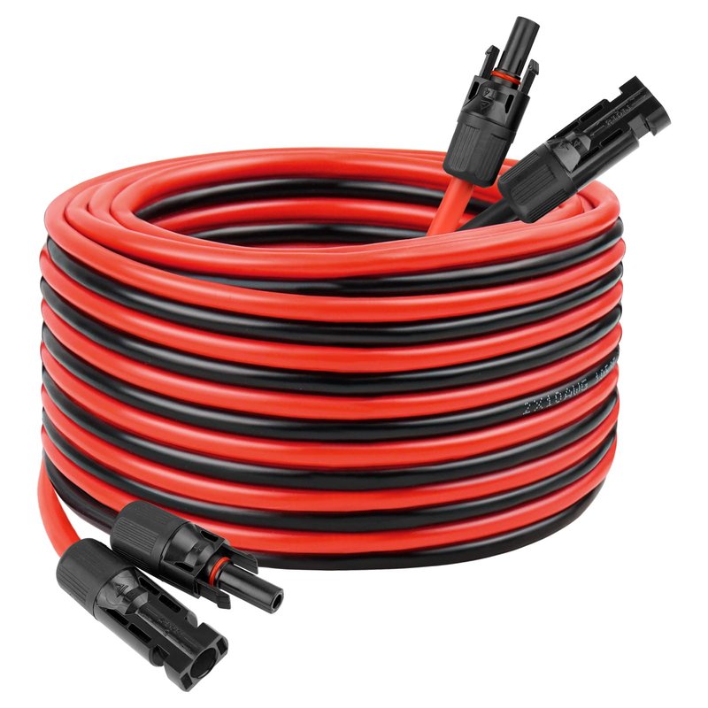 10 AWG Solar Extension Cable 25FT, Flexible Solar Panel Wire with Male to Female Connector Parallel Tinned Copper Wire for Solar Panel, Automotive, RV, Boat, Outdoors
