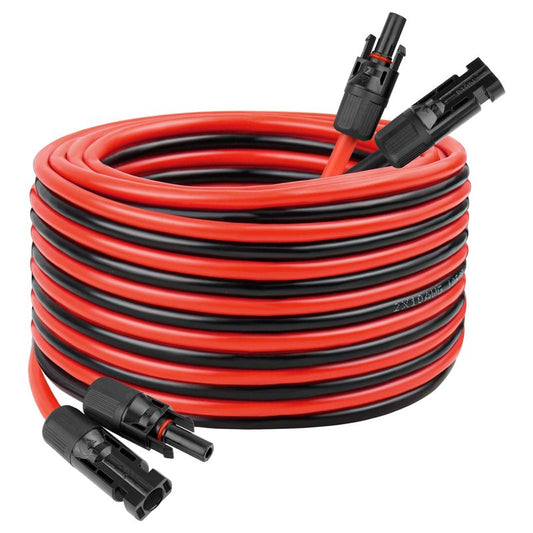 10 AWG Solar Extension Cable 25FT, Flexible Solar Panel Wire with Male to Female Connector Parallel Tinned Copper Wire for Solar Panel, Automotive, RV, Boat, Outdoors
