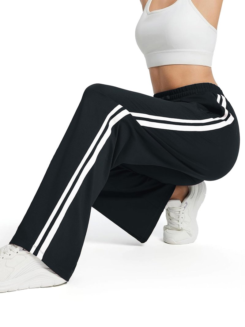 Tapata Women's 28" Inseam Petite Track Pants Loose Straight Leg Jogging Sweatpants Warm-Up Sports Athletic Running, Black, S