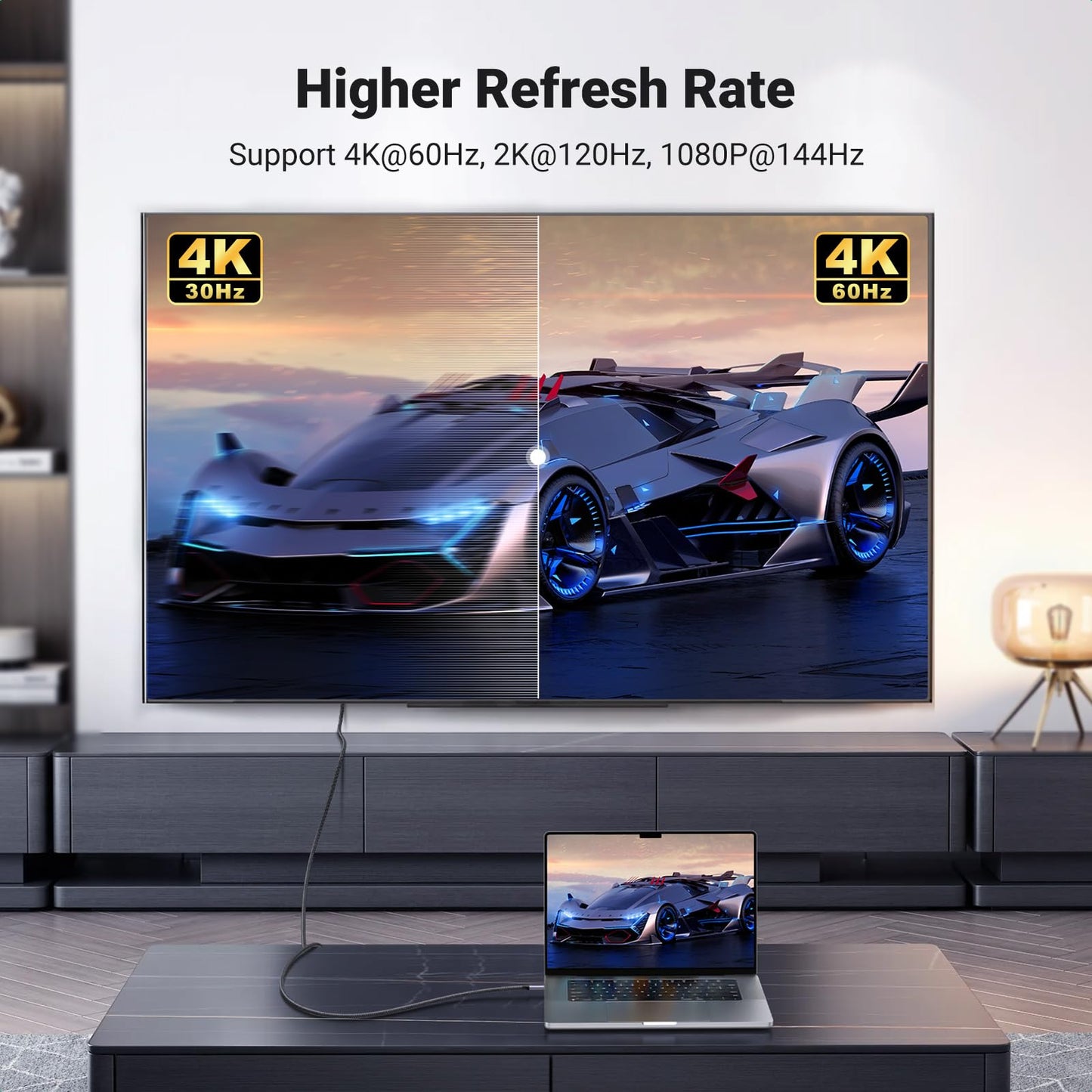 UGREEN USB C to HDMI Cable 4K@60Hz 1440P@120Hz 1080P@240Hz Type C Thunderbolt 5 4 3 to HDMI 2.0 HDR Adapter Compatible with iPhone 16 15 MacBook Pro Air Mac Mini, iMac iPad Galaxy S25 Ultra S24(2M)