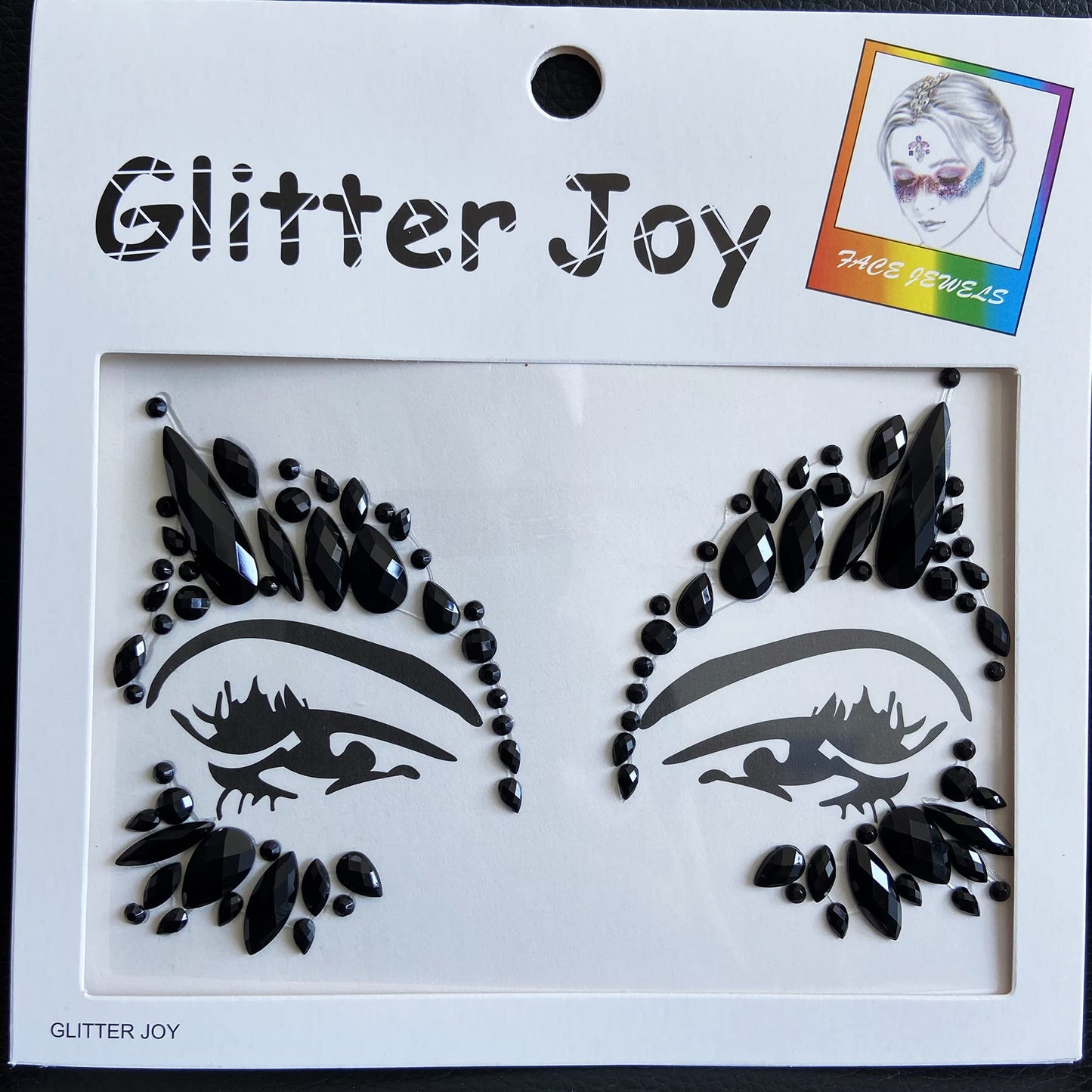 Face Gems Jewels, Festival Face Jewels Tattoo Stickers,Face Gems Stick on, Body Gem Stones Temporary Face Tattoos for Festival,4-Pack, Black