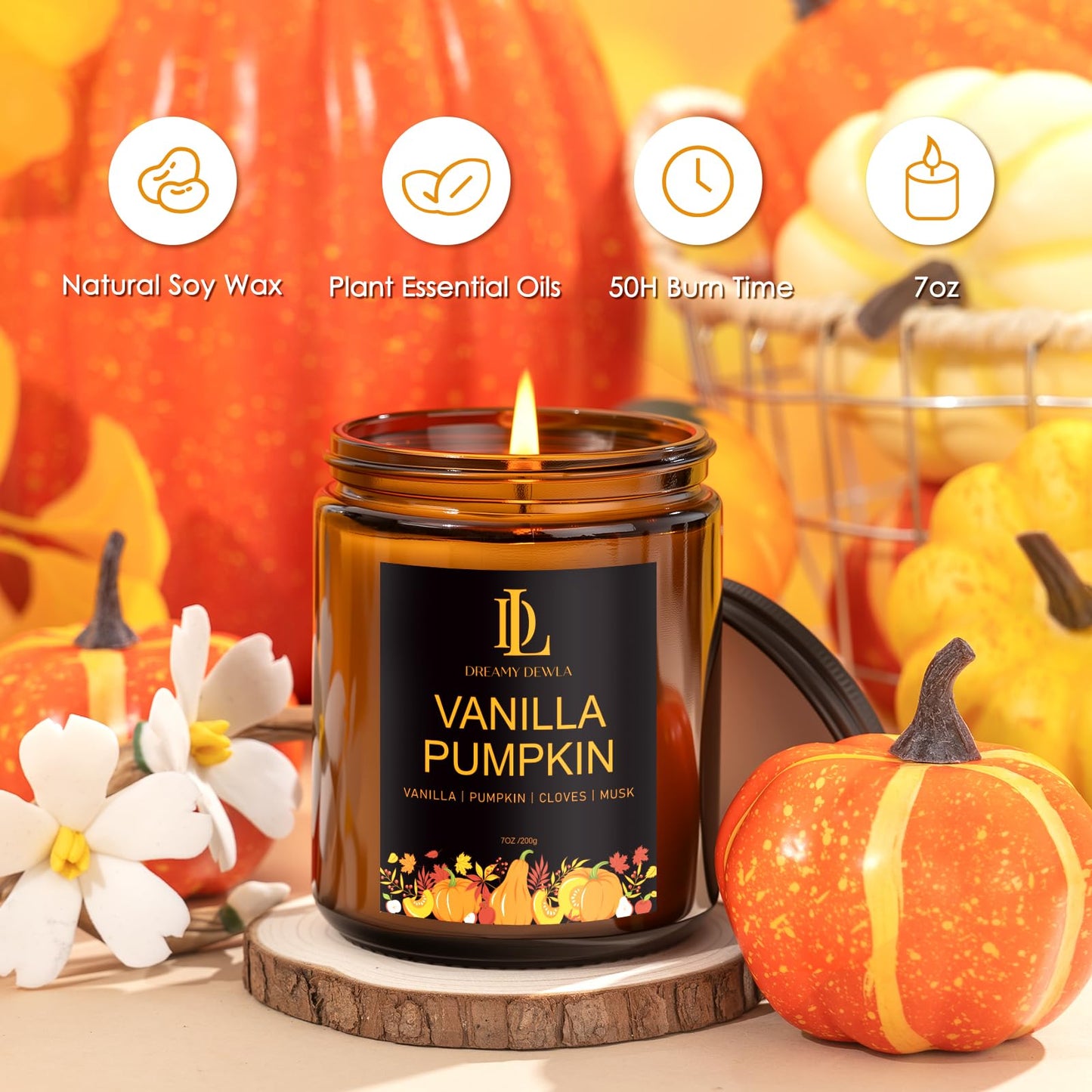 Fall Candle Set, Fall Scented Candles for Home, 6 Pack Soy Candle Set, Autumn Gifts for Women Men, Autumn Scents of Vanilla Pumpkin/Cinnamon Clove/Apple Pie/Harvest Spice/Sugar Cookies/Fall Party