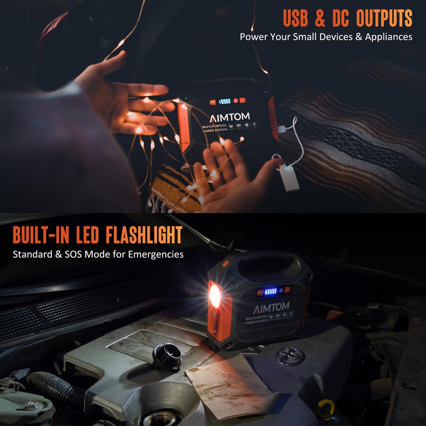 AIMTOM 155Wh Portable Power Station with 30W Solar Panel – 150W Peak/110V AC, 18W USB-C, 2x USB-A & 12V DC – Solar Generator for Camping, Home, RV, Travel & Emergencies