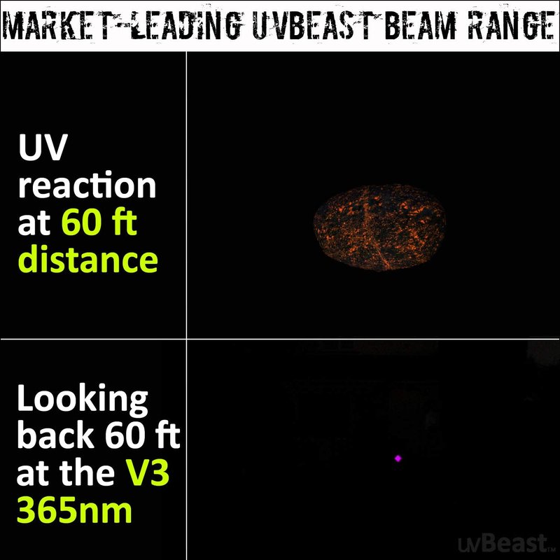 uvBeast V3 365nm Black Light UV Flashlight – High Definition Ultraviolet - HIgh Power and Long Range Professional Grade Beam Best for Professional/Commercial Use – USA Stock
