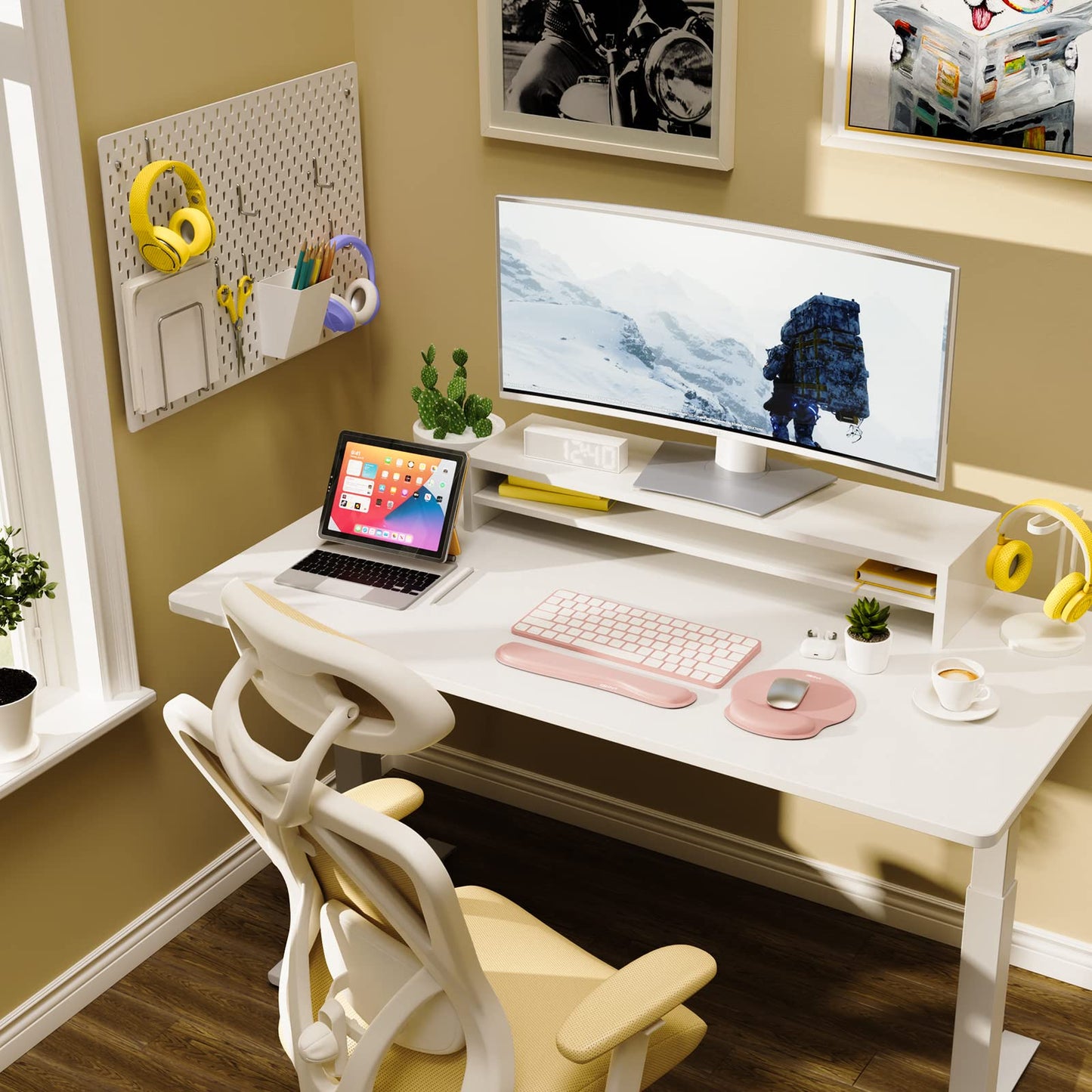 GIM Ergonomic Keyboard Wrist Rest and Mouse Pad with Wrist Support, Memory Foam Mouse Cushion Anti-Slip Computer Wrist Rest Pad for Comfortable Typing Wrist Pain Relief Keyboard Wrist Rest (Pink)